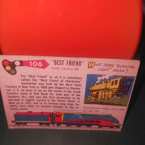 1955 Topps Rails and Sails #106 - 1830 Best Friend - SC Railroad Trading Card - Picture 8 of 8